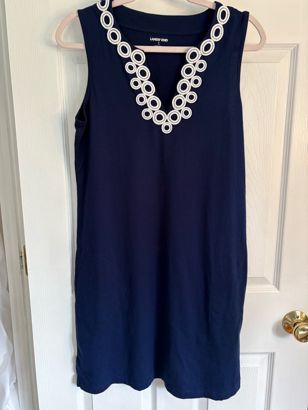 Lands' End Navy Sleeveless Dress 100% Cotton